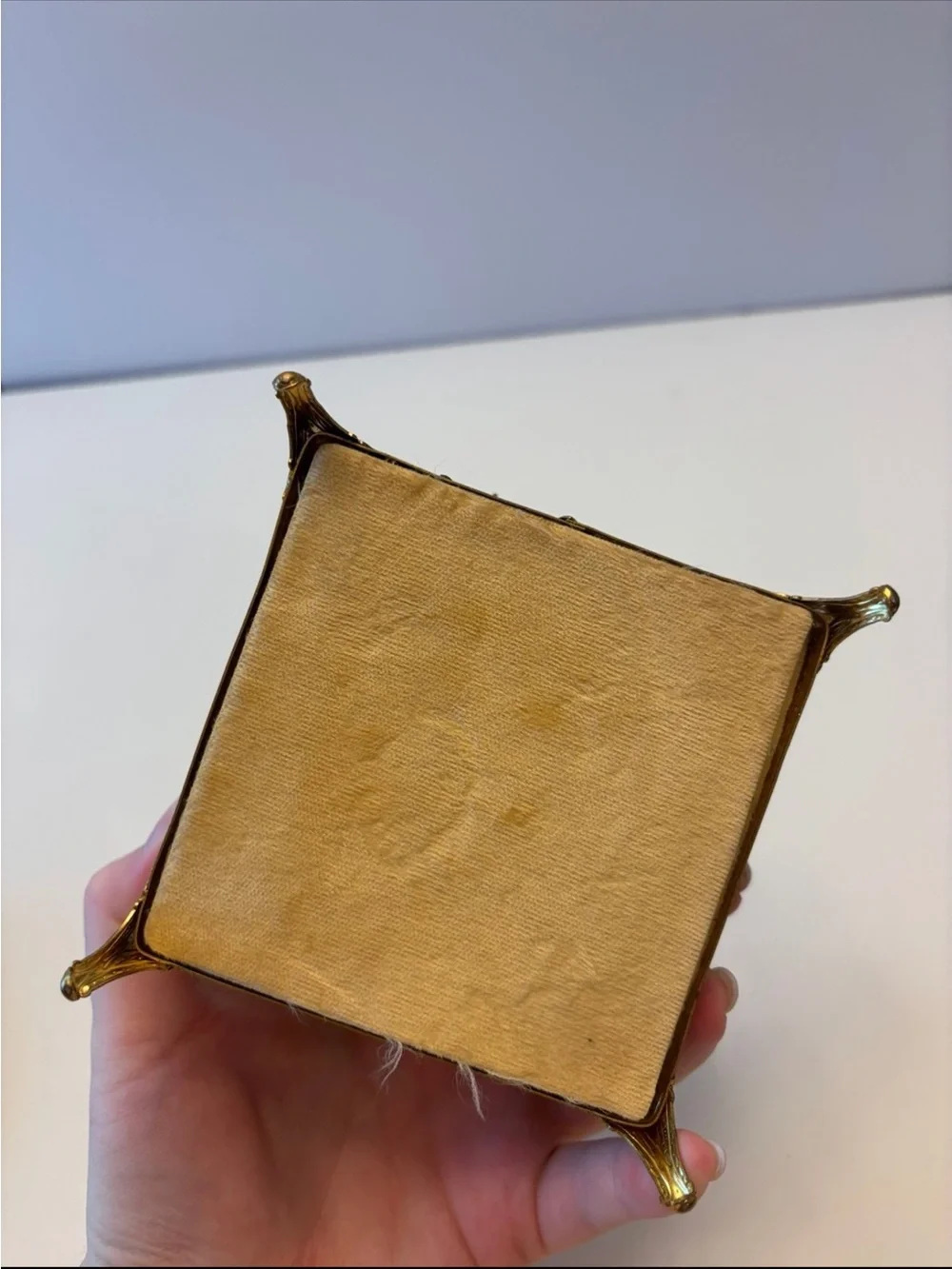 Vintage brass glass jewelry trinket box!